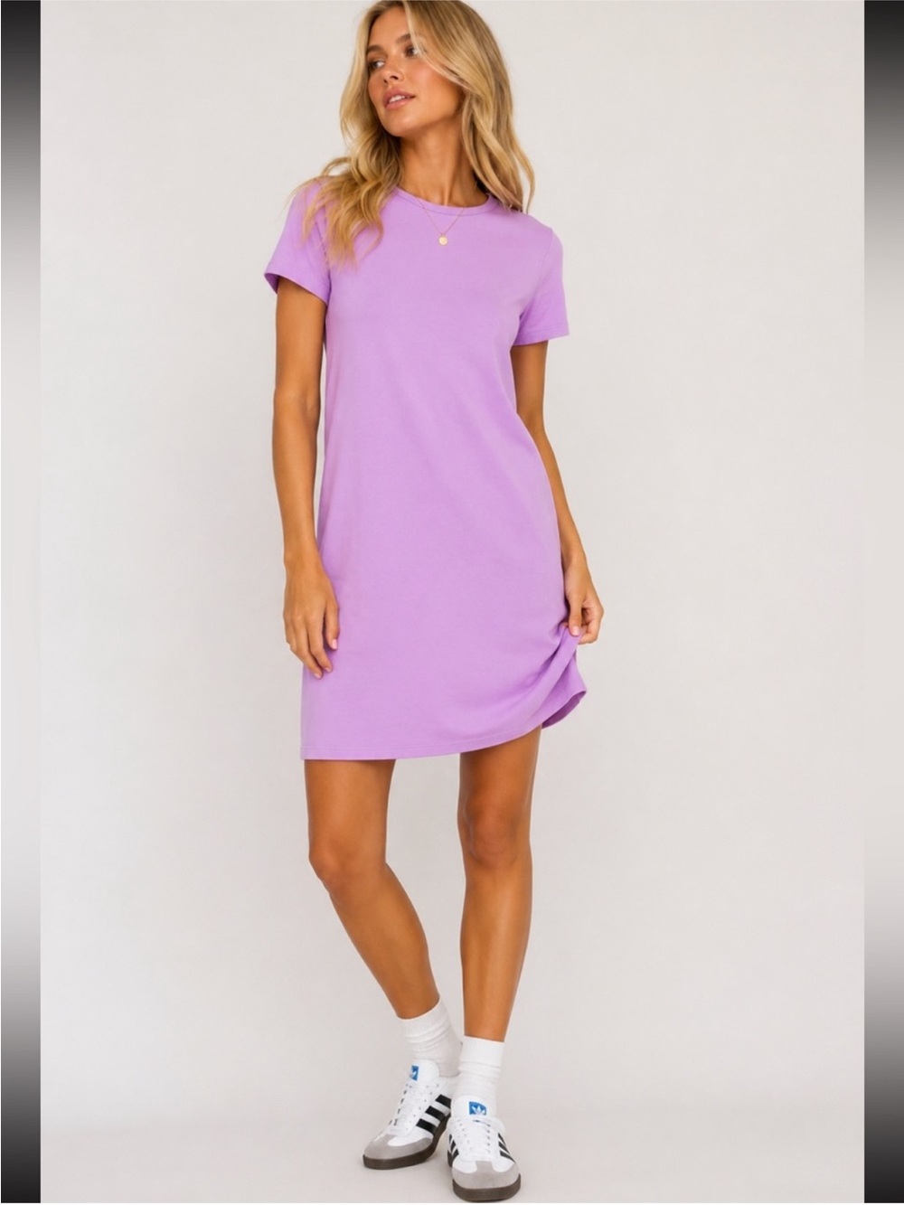 Athleta Essential Tee Dress Purple Lilac Supima Cotton T-Shirt 54661